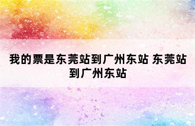 我的票是东莞站到广州东站 东莞站到广州东站